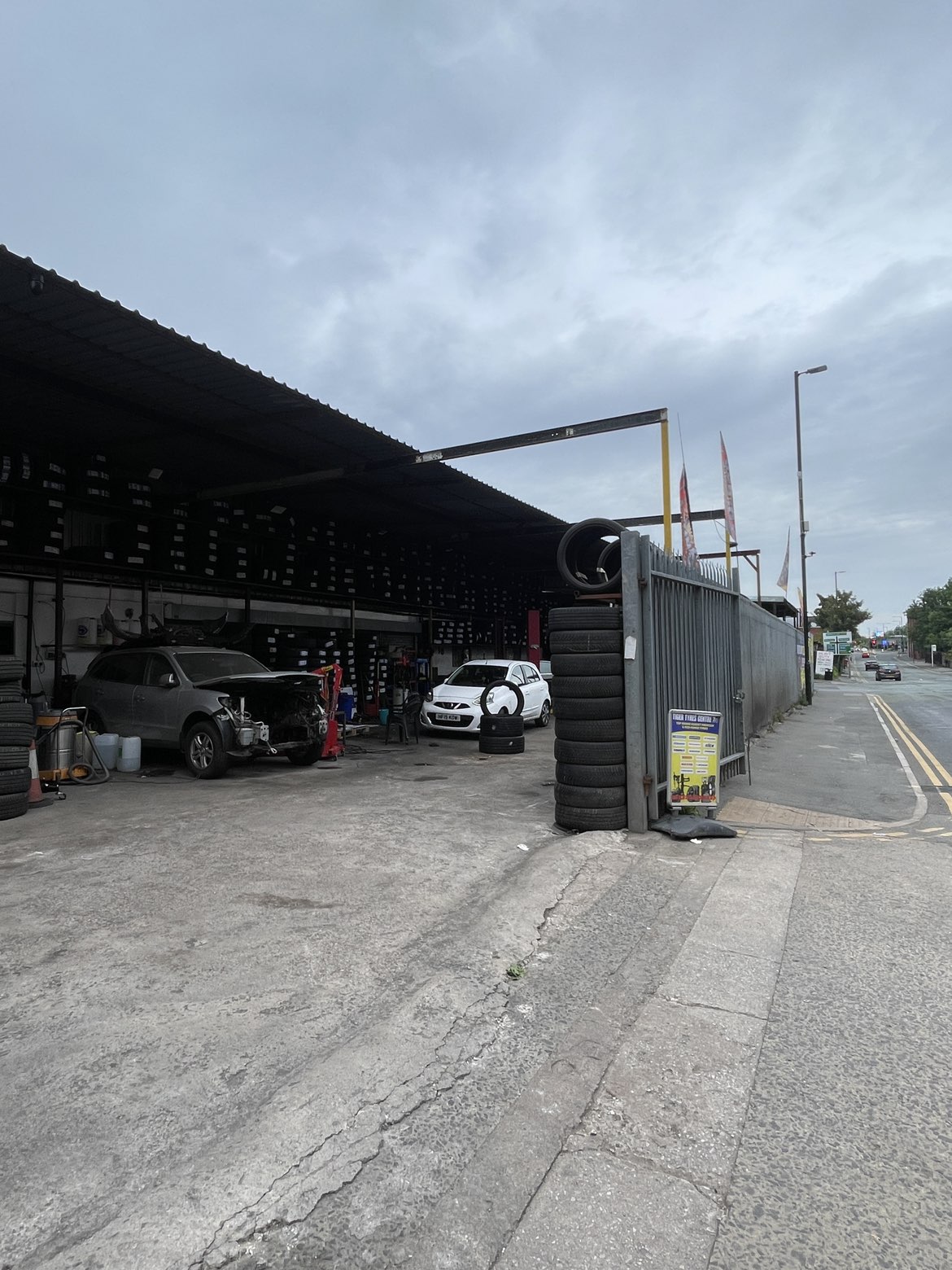 Tyre stock and workshop floor